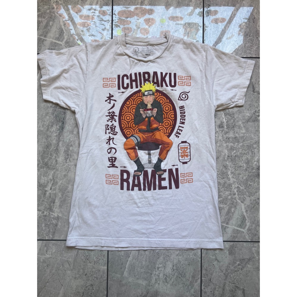 Naruto Shippuden Ichiraku Ramen Graphic T-Shirt Mens Medium White Anime Tee